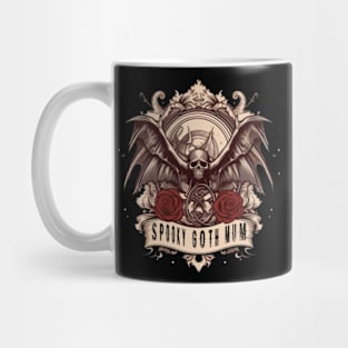 Spooky Goth mum, Dark skull with wings and roses Mug